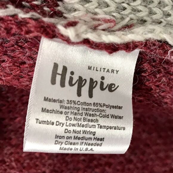 Military Hippie Color Block Open Front Drop Shoulder Cardigan Size M - Picture 6 of 9